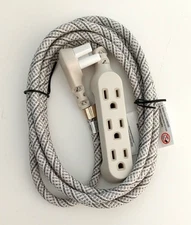 Braided Extension Cord Gray 3 Grounded Outlets 360 Electrical 8ft Habitat