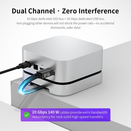 For Mac Mini M4 M.2 NVMe SSD 4TB Max 10Gbps USB-A Ports SD&TF USB Splitter Dock - Afbeelding 4 van 16