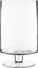Glass Hurricane Pillar Candle Holder H:13.5" W:8"  Multiple Size Choices Shor