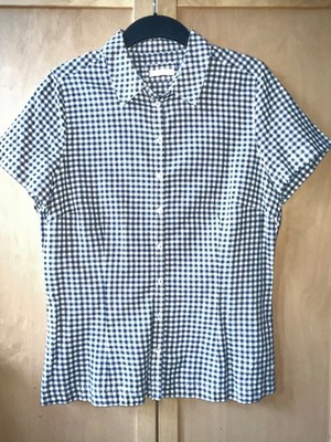   Jake s P&C karierte Bluse Gr 42 44 L grau weiss Baumwolle kurz Arm Karo   HM