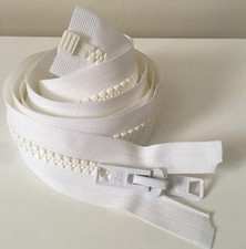 White Size 10 Heavy Duty Marine Double Pull Zipper 53.5 Inch Boats Garment NEW