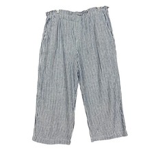Laundry by Shelli Segal Pants Womens XL Blue White Striped Linen Blend Wide Leg
