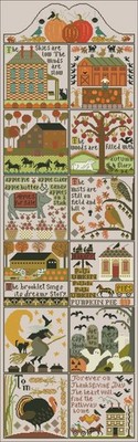 Cross Stitch Pattern Autumn at Hawk Run Hollow Sampler Halloween Thanksgiving