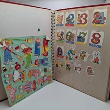 Vtg 80s Sticker Book Hardback 20 pgs Disney ET Cabbage Patch Hallmark Sesame St+
