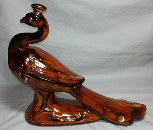 Vintage 1976 Large Ceramic Peacock Figurine