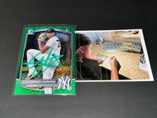 Carlos LaGrange Yankees Signed 2025 1st Bowman Green Shimmer Refractor