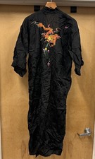 Golden Bee Vintage Hand Embroidered Asian Dragon Silk Kimono Robe Size Small