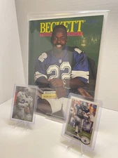 Emmitt Smith Cowboys Beckett Magazine + 2 Card Fan Gift Collector Display Bundle