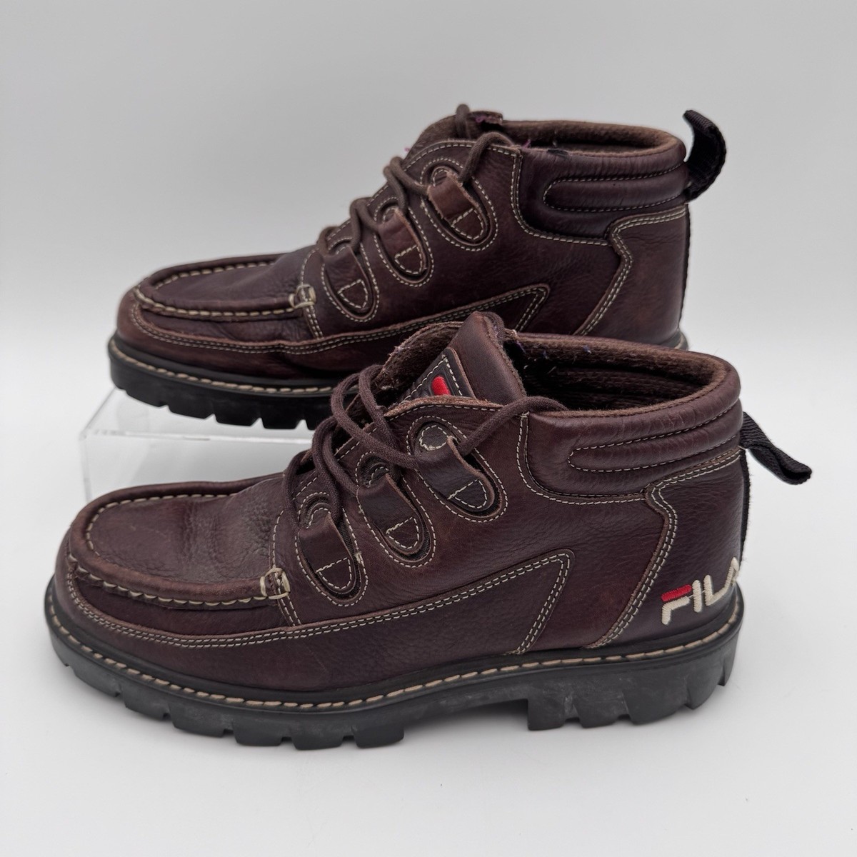 VTG 90s FILA Brown Leather Men's 9.5 Chukka Boots Shoes Made In