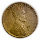 1941 Lincoln Wheat Cent – WOODGRAIN  Error – Bronze Alloy Striations – VF