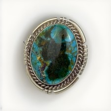 Native American 925 Sterling Silver Sonoran Gold Turquoise Ring, Size 6