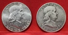 Lot of 2 Franklin Silver Half Dollars 1950 & 1960 90% Silver US Coins