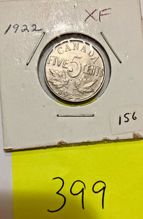 1922 Canada Nickel XF no reserve auction!! (399)