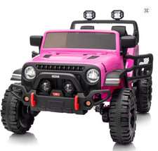 2 Seater Ride on Car Truck, 12V Electric Ride on Toy for Big Age 3-8 w/Remote Co