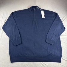 Cutter Buck Merino Wool Pullover Mens 2XB Sweatshirt 1/4 Zip Sweater Blue NWD