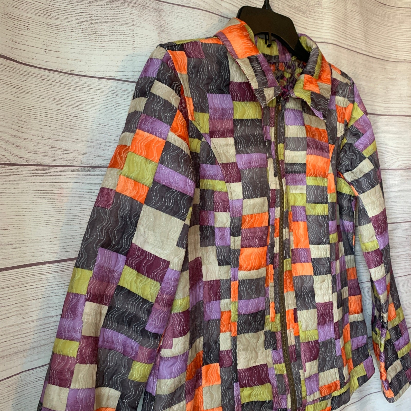 Reversible Multicolor Full Zip Jacket Patchwork C… - image 16