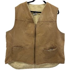 Carhartt Men's XXLT Brown Canvas Sherpa Lined Vest Insulated Workwear