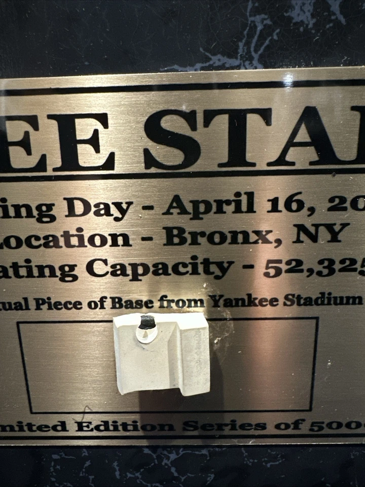 Yankee Stadium Used Base Piece & 8x10 Photo Plaque w/ COA Limited To 5,000 NYY - Image 2 of 4