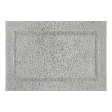 Soft Silver Cotton Reversible Bath Mat 17x24 Inch Plush Absorbent Non-Slip