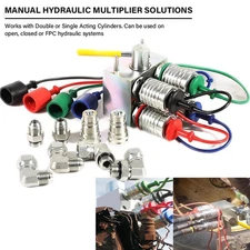 Manual Hydraulic Multiplier, SCV Splitter Valve w Couplers and Ag Fittings Kit
