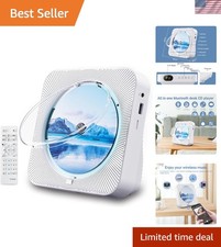 CD Player Bluetooth Desktop for Home with HiFi Speakers FM/USB/AUX/SD White ...
