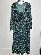 Toisie black beige blue patterned midi dress size 14