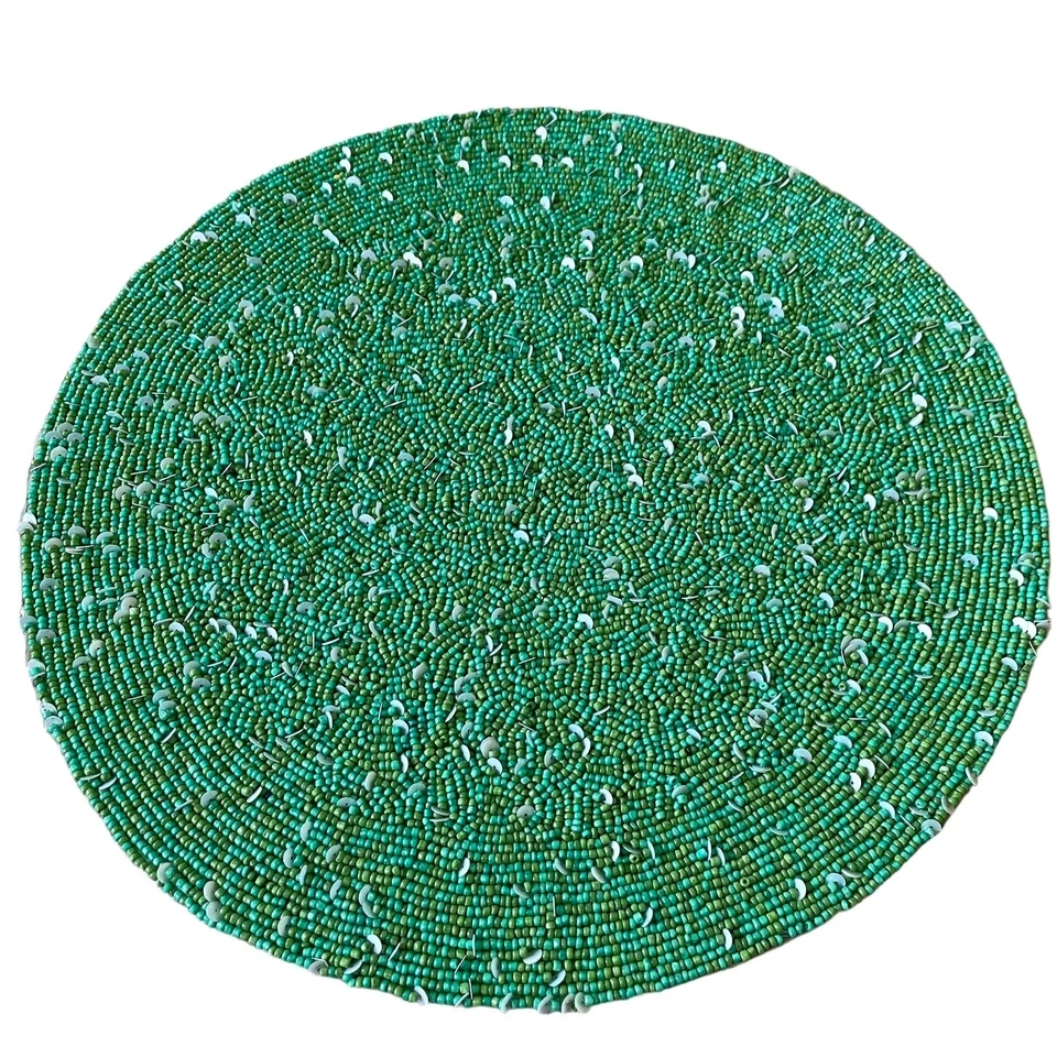 Tiramisu Christmas Hand Beaded Placemat 15in Holiday Glam Home Decor NEW - Image 3 of 4