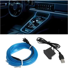 EL Wire LED Strip Lights, USB Auto Neon Light with Sewing 16 ft, Blue 