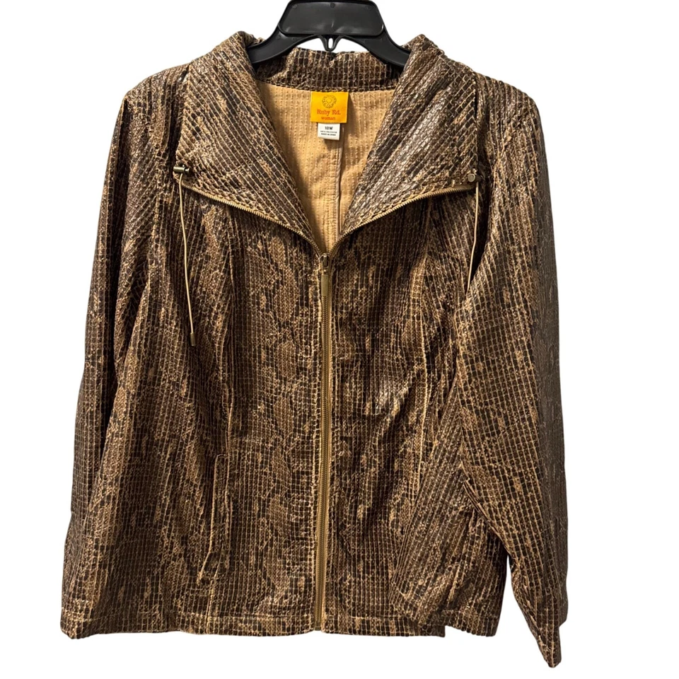 Ruby Rd. Jacket Sz 18W Jacket Snake Print Polyester Zip Front Jacket - Image 4 of 4