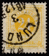 Schweden 1878 SG23a 24 Erz gelb Perf 13 gebraucht