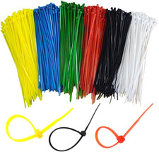 8 Inch Colored Zip Ties 600 Pcs, Self-Locking Premium Nylon Cable Wire Ties f...