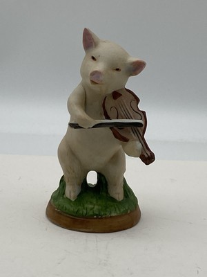 Milano Porcelain Sculpture Pig Playing Fiddle/Violin by Eda Mann
