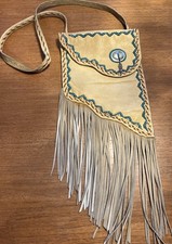 Handcrafted Crossbody Genuine Leather Women Bag Western Fringe Beaded Concho