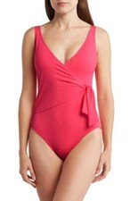  148 - Tommy Bahama Tie Front Wrap One-Piece Swimsuit in Coral Coast Size 4