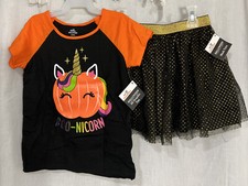 Toddler Girls 4T Halloween Tulle Tutu Skirt Short Sleeve Shirt - NWT