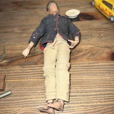 Vintage 1964 GI Joe Action Marine Figure. Fuzzy Hair Dress Uniform Damaged