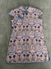 EUC Chinese Qipao dresse Pink Blue Fish Lotus￼ Toddler girl  Fits 90cm (2-3t)