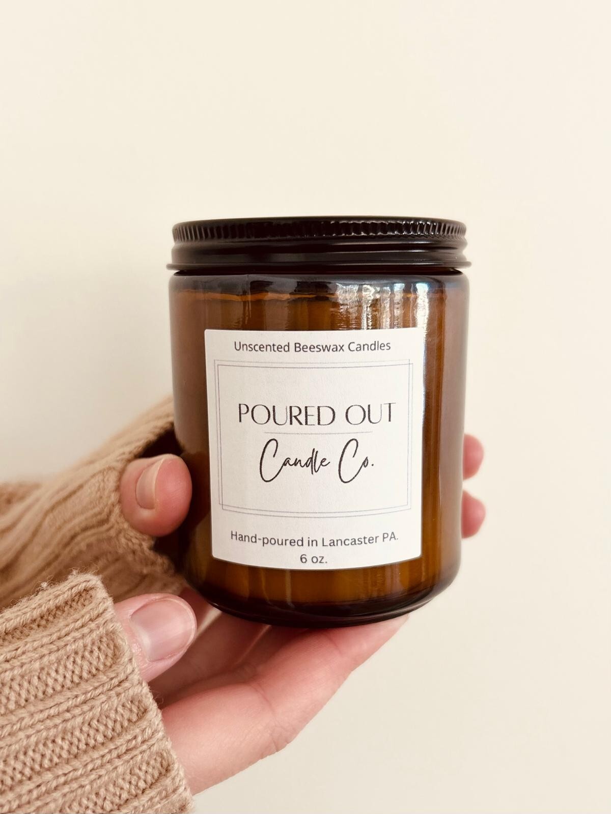 Hand-Poured Unscented Beeswax Woodwick Candle