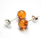 Earrings Sterling Silver 925 Cognac Color Baltic Amber Stud