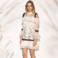 Amur Allison Cold Shoulder Embroidered Floral Dress Size 10 White 1f459 Amur Allison Cold Shoulder Embroidered Floral Dress Size 10 White 1f459
