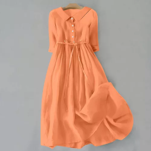 ¡Vestidos largos informales para mujer con botones de lino de algodón vestido caftán talla grande! - Imagen 17 de 35