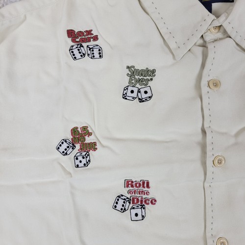 Nat Nast Silk Shirt Mens L Beige Embrodiered Dice Craps Limited Edition Gambling - Picture 8 of 14