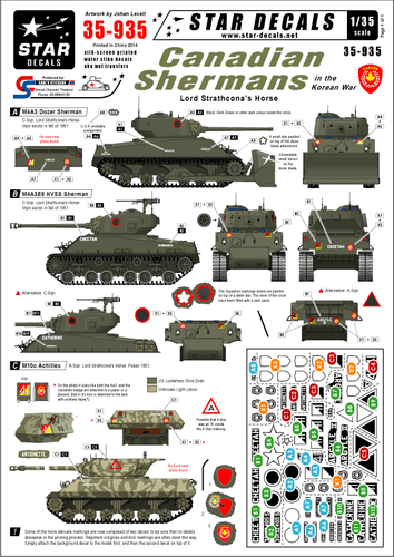Star Decals 1/35  Canadian Shermans in the Korean War decals 35935 x - Picture 1 of 2