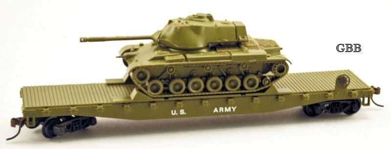 HO Scale US ARMY 50' Flat Car with PATTON TANK Model Power New in Box 99160 - Image 4 of 4