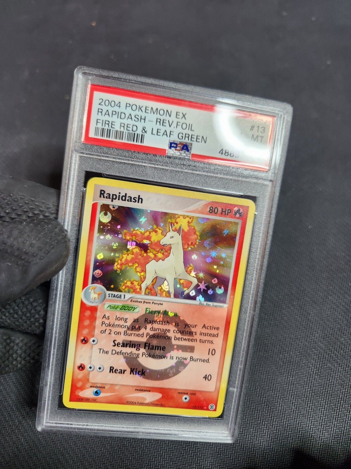 2004 Pokemon ex Fire Red Leaf Green Rapidash Reverse Foil Holo 13 Graded PSA 8