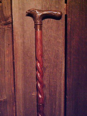 walking cane brass eagle body handle 3 pc cane spiral shaft GR8 4 traveling USA