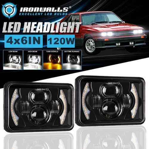 Pair 4x6" LED Headlights Hi/Lo Turn Signal for Mercury Cougar & Marquis 1977-86 - 第 1/12 張圖片