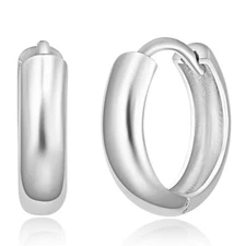 Wellingsale 14k White Gold 3mm Huggies Earrings (12 x 12 mm)