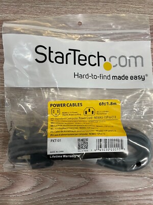 Startech Laptop Power Cord Black NEMA 5-15P to C13 6 ft PXT101NB3S
