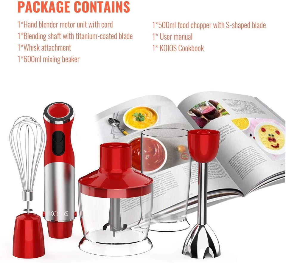 KOIOS Powerful 500W 4-in-1 Hand Immersion Blender Set s 304 Stainless - Image 2 of 4